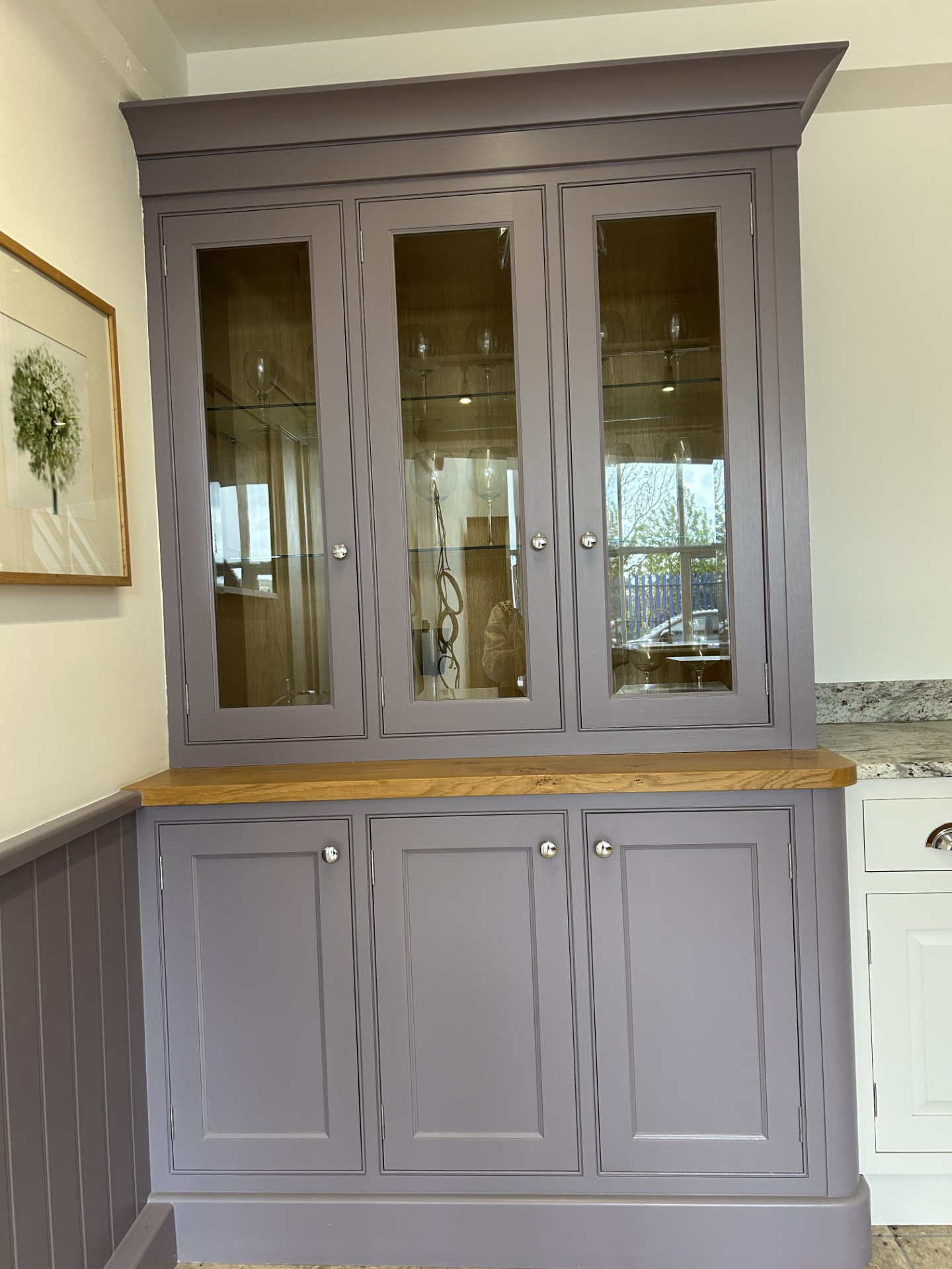 Painted Dresser With Oak Surface & Glass - The Used Kitchen Company