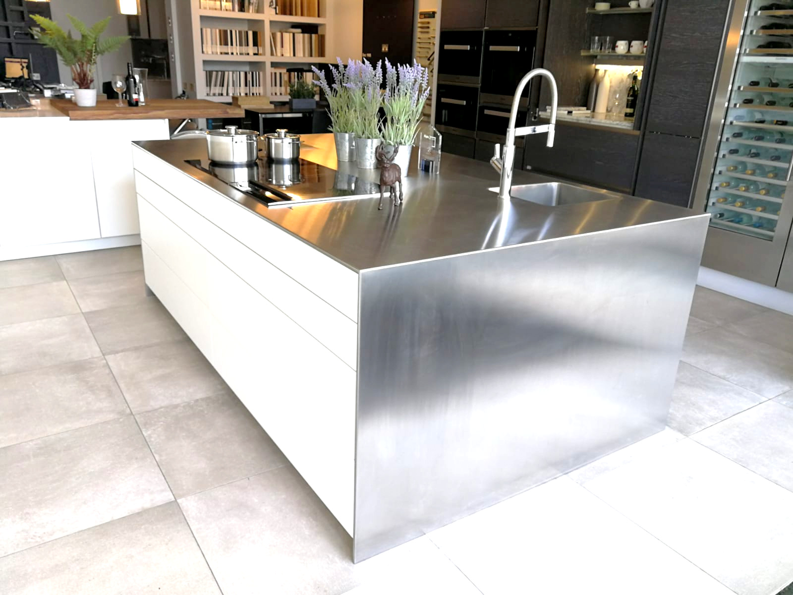 Ex Display Island with Stainless Worktops The Used Kitchen Company